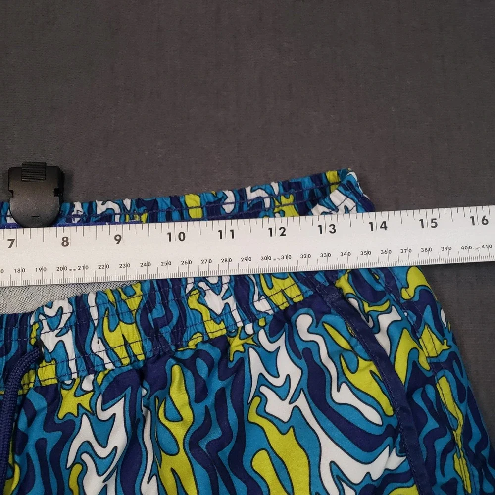Mister Mr.‎ Swim Trunks Mens Sz M Blue Green Psychedelic Swirl Mesh Lined Shorts